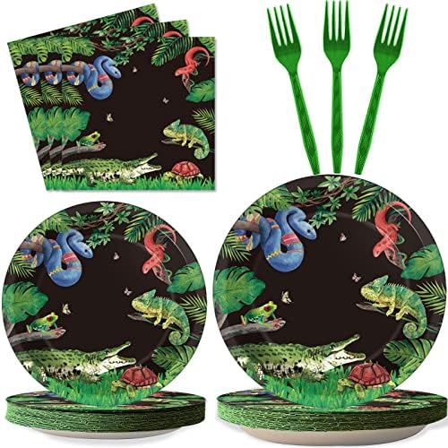 Reptile Snake Party Plates Napkins Set for 24 Guests