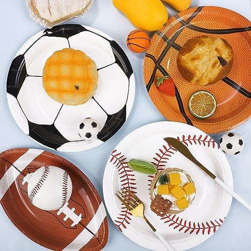 Durony 96 Piece Sports Theme Paper Plates Set