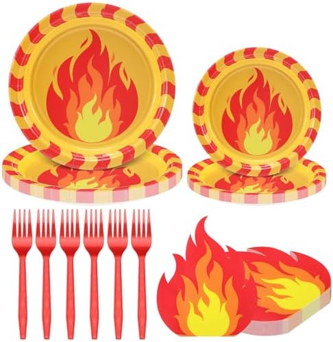 Fire Party Supplies Set 125 Pcs Tableware Decor