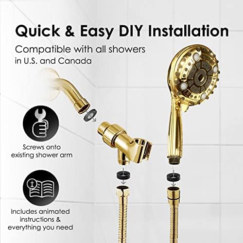 Aquarius Mist Gold Handheld Shower Head with 6 Spray Settings