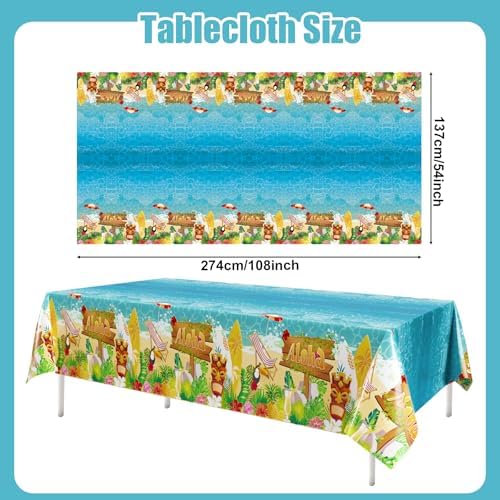 3Pcs Summer Beach Plastic Tablecloths with Hawaiian Design