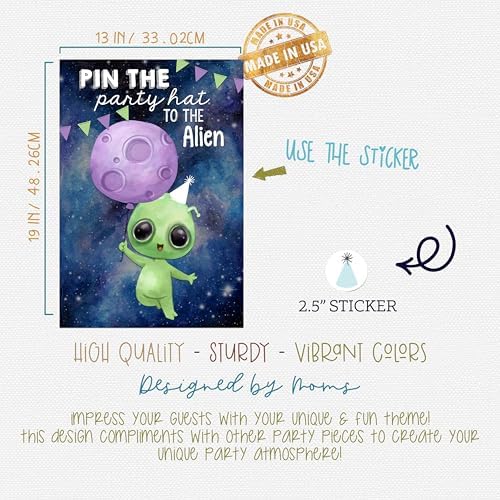 Pin The Party Hat To The Alien Space Themed Kids Game