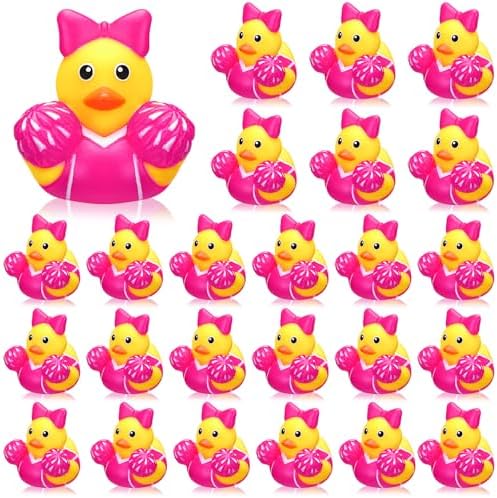 24 Pcs Cheer Team Rubber Duck Party Favors Pink