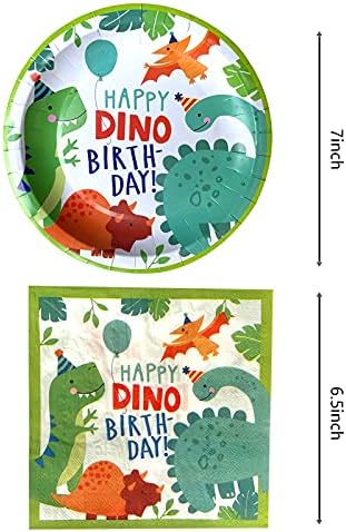 Dinosaur Watercolor Plates and Napkins Set