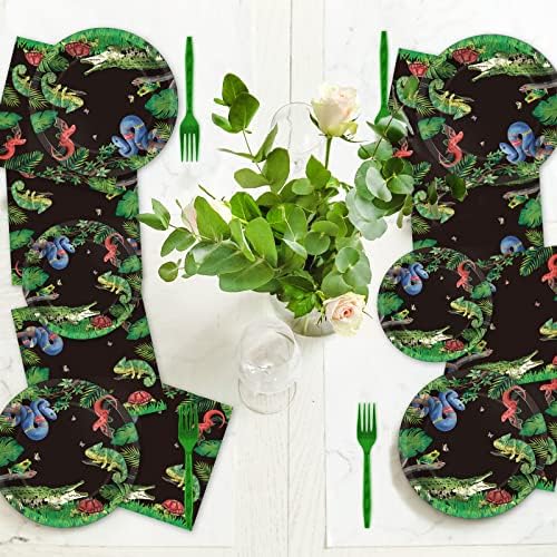 Reptile Snake Party Plates Napkins Set for 24 Guests
