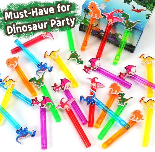 24Pcs Dinosaur Bubble Wands for Kids Party Favors