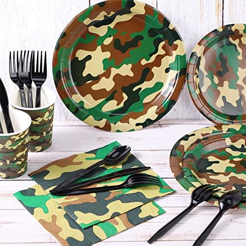 Rtteri Camo Birthday Party Supplies Set for 24 Guests