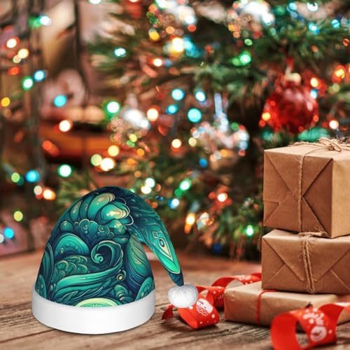Augenstern Christmas Hat Teal Mermaid Scales Unisex Santa Hat