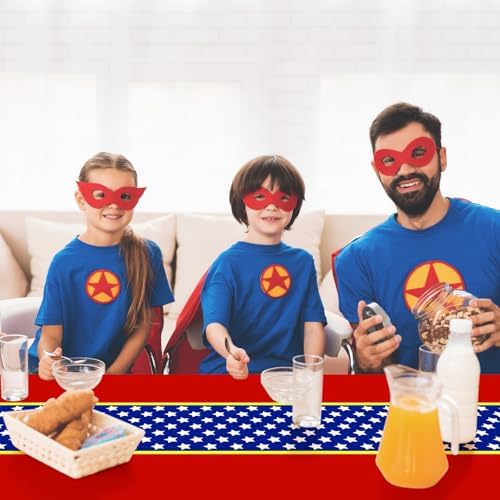 3 Pcs Girl Hero Themed Plastic Tablecloths Red Blue Birthday Party Supplies
