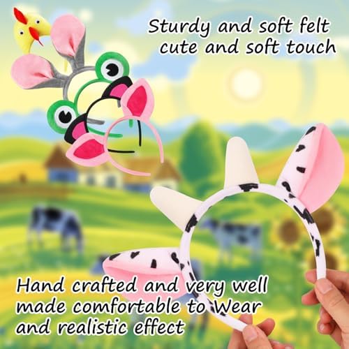 6Pcs Farm Animal Headbands for Kids Adults Party Decor