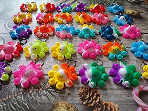 100 Packs Bulk Octopus Fidget Keychain Set for Kids Party Favors