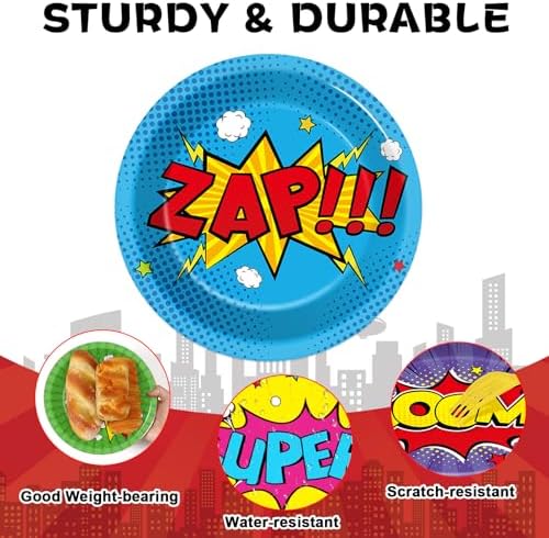 60Pcs Super Hero Party Paper Plates for Kids Birthday Baby Shower