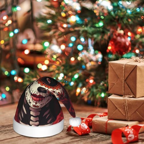 Augenstern Christmas Hat Women Sugar Skull Rose Santa Hat Unisex