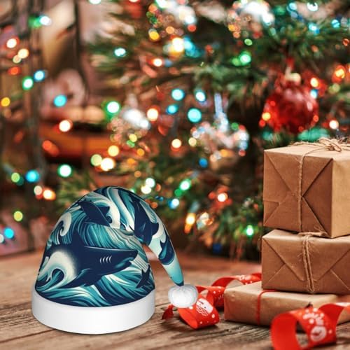 Augenstern Christmas Hat Sharks Swim Ocean Waves Santa Hat Unisex