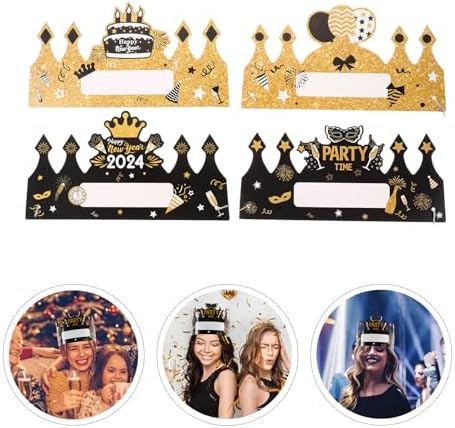 LUOZZY 4pcs 2024 New Year Party Hats Crown Headwear
