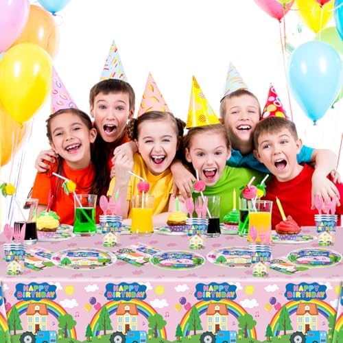 81Pcs Pink Pig Party Tableware Set