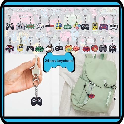 74PCS Gaming Party Decorations Set with Keychains and Stickers