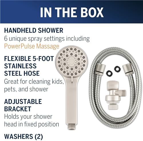 Waterpik High Pressure Massage Shower Head 6-Mode Brushed Nickel XAL-649ME