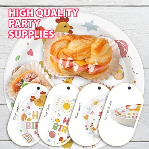 Grencian Chicken Birthday Plates and Napkins 96Pcs Set