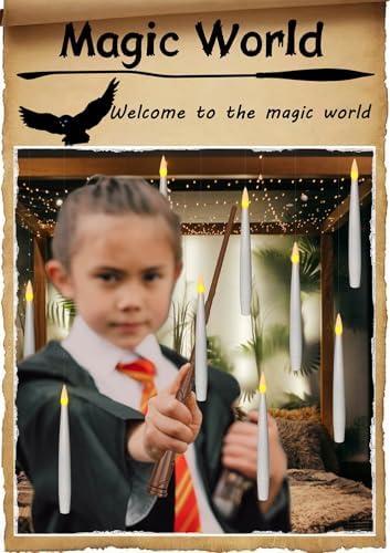 Leejec 20pcs Flameless Taper Floating Candles with Magic Wand Remote