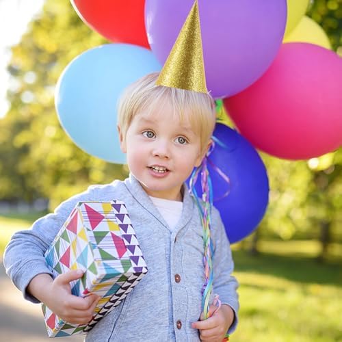 LUOZZY 24pcs Birthday Cone Hats Glitter Golden Party Headwear