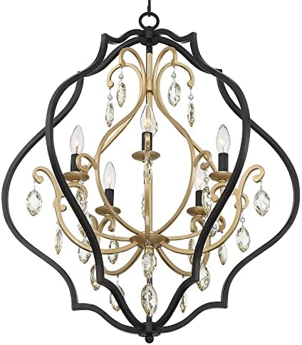 Clara Black Gold Iron Chandelier 5-Light Pendant