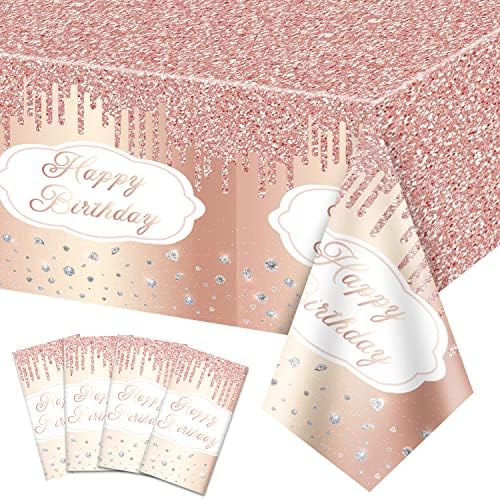 Rose Gold Tablecloths 4Pcs Disposable Party Decorations