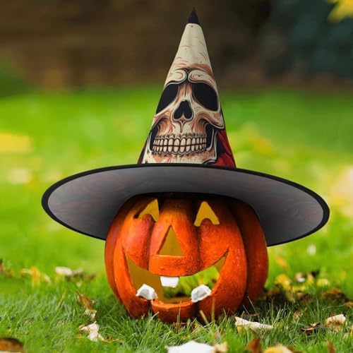 Witch Hats Halloween Cone Wizard Hat Sugar Skull Rose Costume Headwear