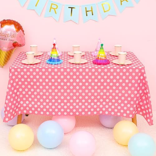 3Pack Pink Polka Dot Table Cloth for Rectangle Tables