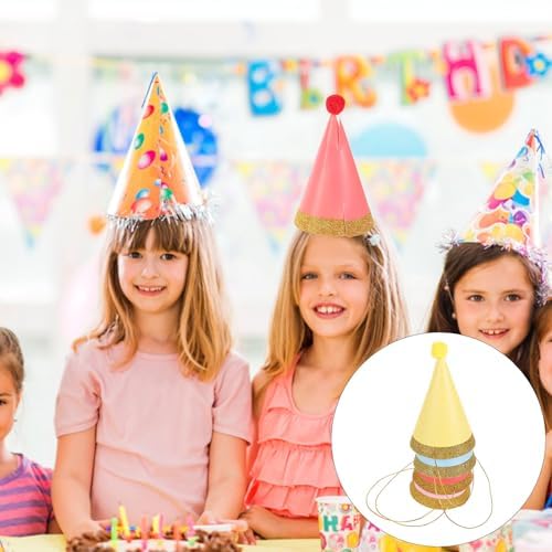 LUOZZY 48 pc Glitter Cone Party Hats with Pom