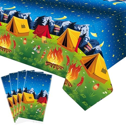 4 Pack Hunting Themed Tablecloths for Camping Birthday Party