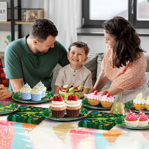 96 Pcs Dinosaur Plates Napkins Forks Party Set for 24 Guests