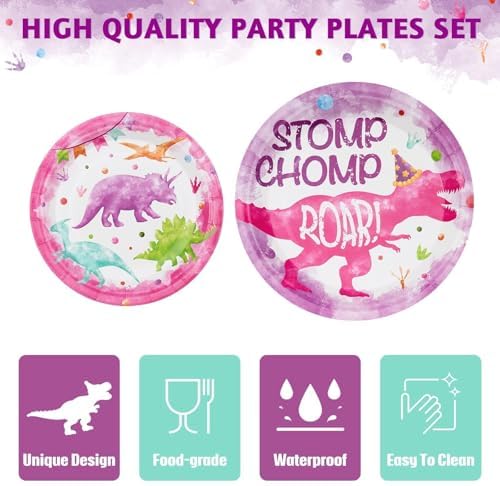 WERNNSAI Dinosaur Party Tableware 64 PCS Plates Napkins Forks