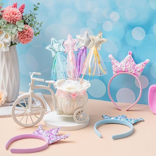 48 Pcs Princess Wands Crown Headbands Party Favor Set