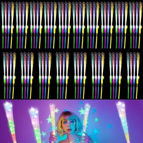 48 Pcs LED Fiber Optic Glow Wand for Party
