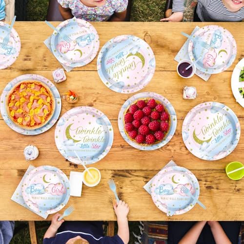 Grencian 96Pcs Twinkle Twinkle Little Star Party Plates and Napkins