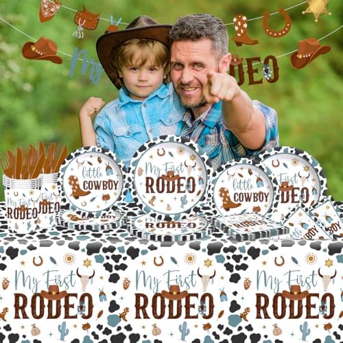 My First Rodeo Birthday Party Supplies for Boy 142Pcs