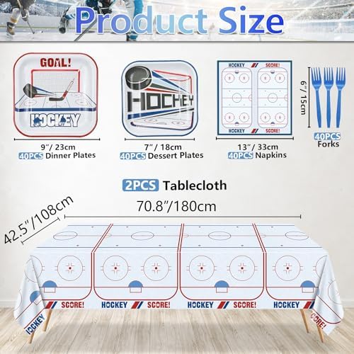 Hockey Birthday Decorations 162Pcs Tableware Pack for Kids