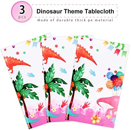 PHOGARY Dinosaur Tablecloth 3 Pack for Kids Party