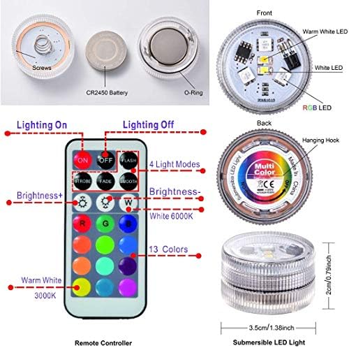 Mini Submersible LED Tea Lights with Remote Control 10 Pack