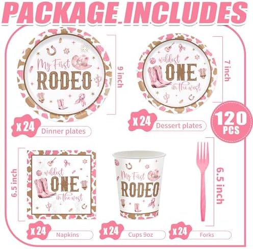 120pcs Western Cowgirl Party Tableware Set