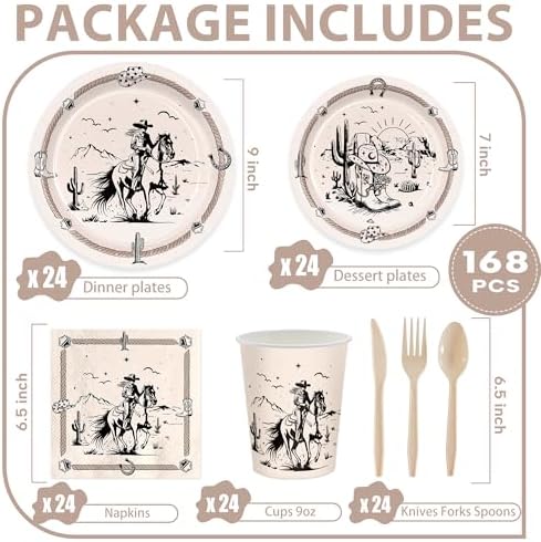 Western Crowgirl Party Tableware Set for 24 Guests