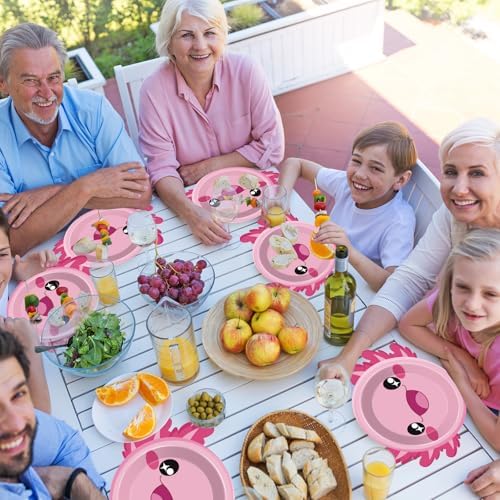 60Pcs Pink Axolotl Shaped Party Plates for Kids Birthday Baby Shower
