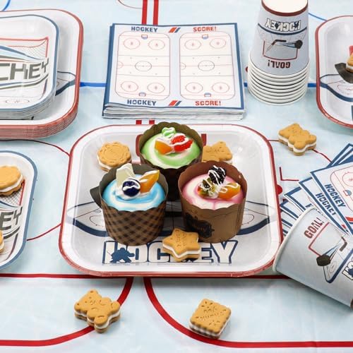 Hockey Birthday Decorations 162Pcs Tableware Pack for Kids
