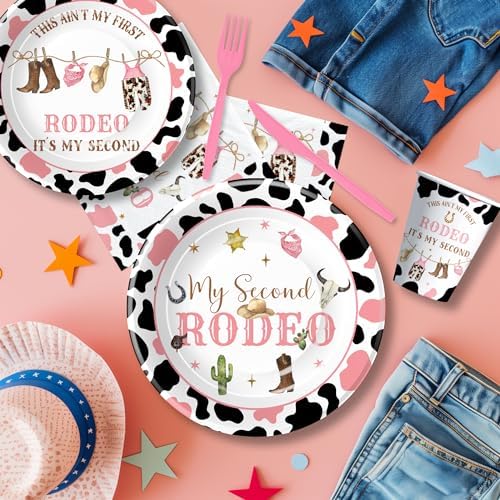 Western Cowgirl 2nd Birthday Tableware Set for 24 Guests
