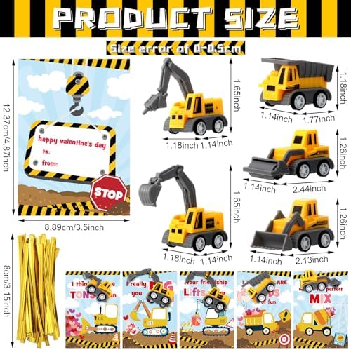 Libima 30 Piece Valentine Construction Vehicle Gift Set