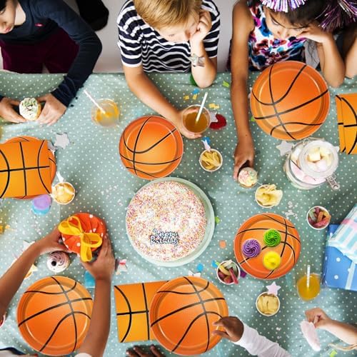 Oigco 60 Pcs Basketball Plates and Napkins for Parties