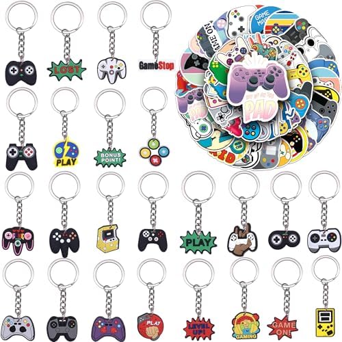 74PCS Gaming Party Decorations Set with Keychains and Stickers