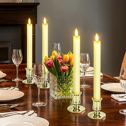 6 Pack Flameless LED Taper Candles with 2 Remotes and Holders