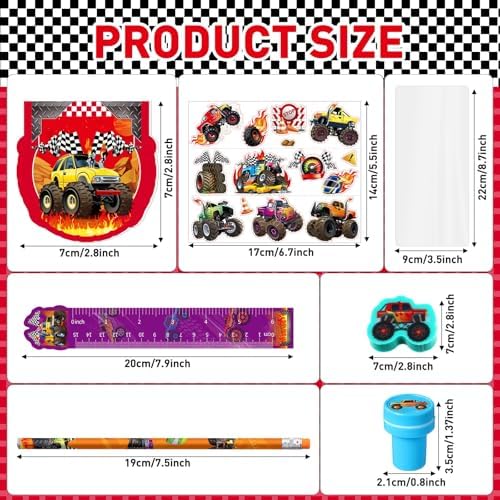 Cholemy Monster Truck Party Favors 144 pcs Set